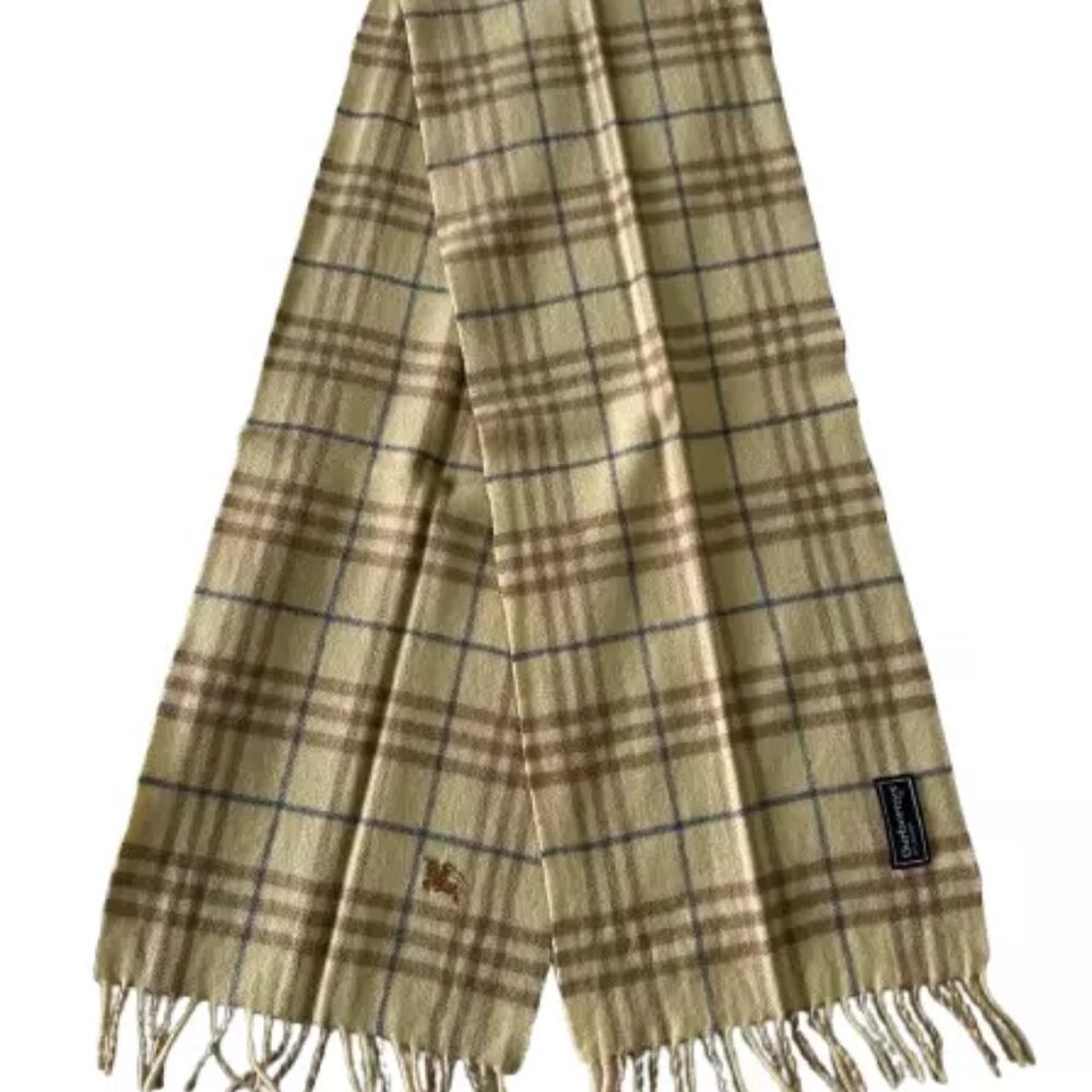 Burberrys Authentic Scarf Beige 100% Cashmere Unisex Scarf Made In England